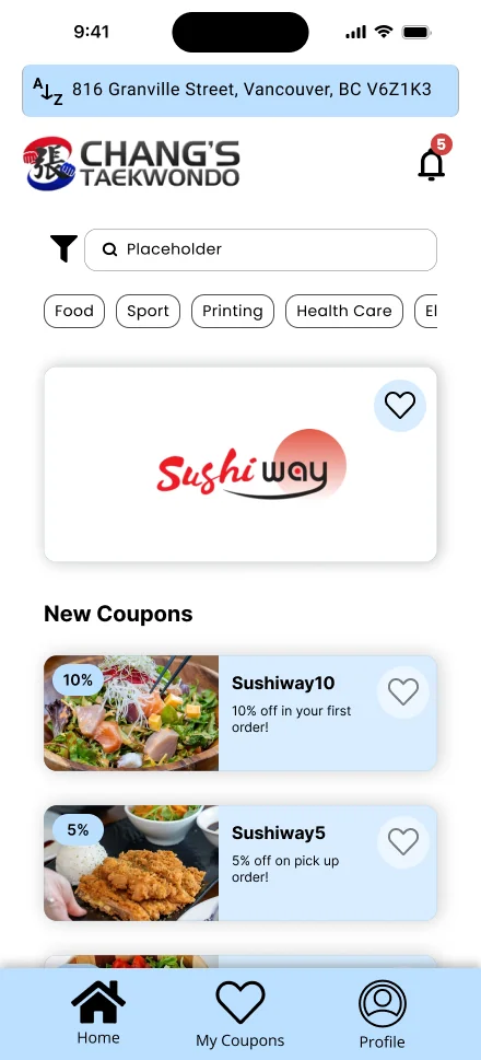 Coupon list view