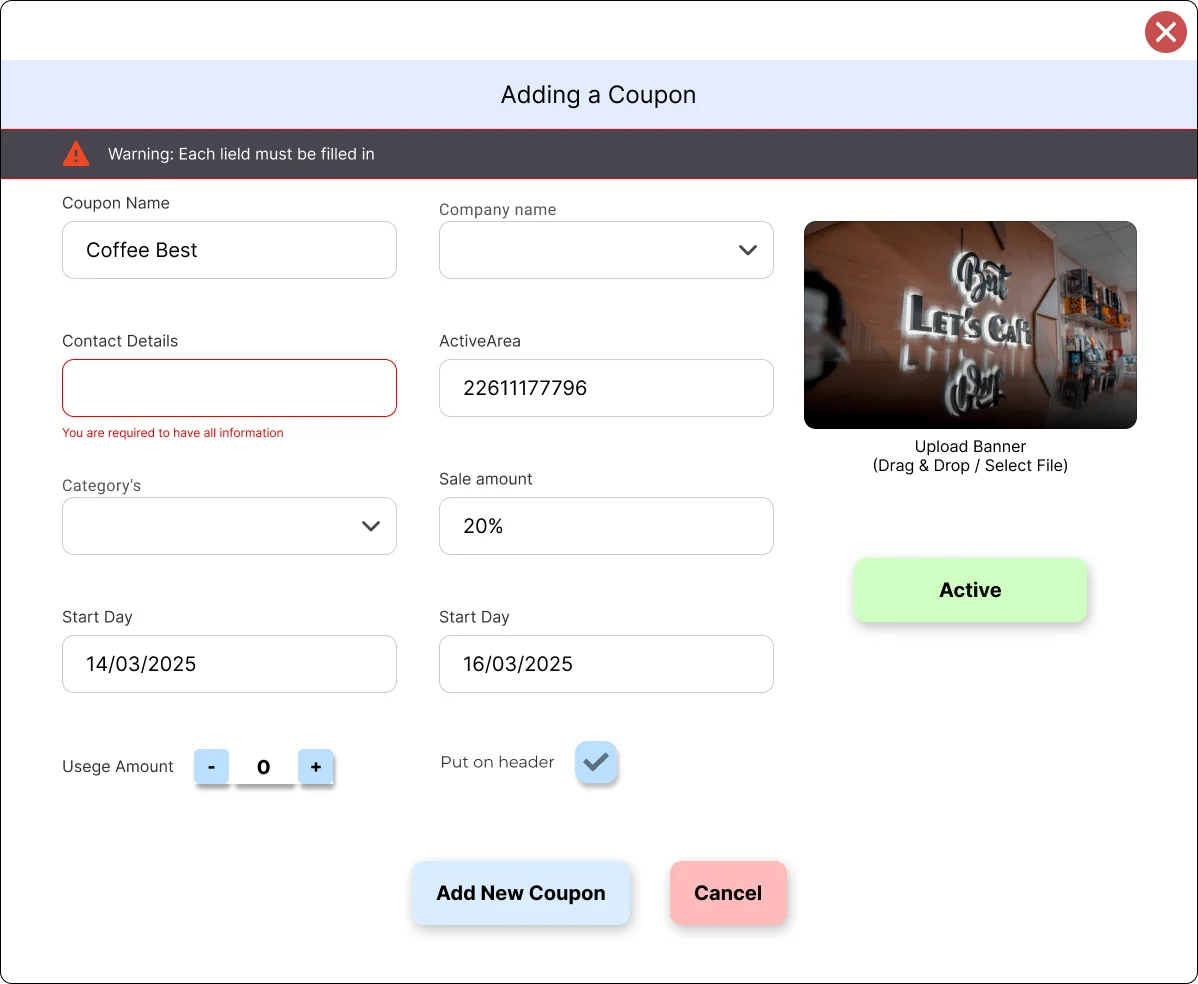 Add Coupon Modal