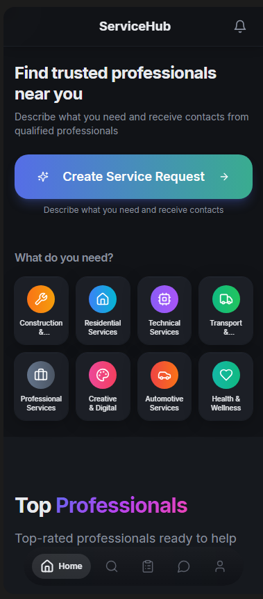 Flash Service home screen