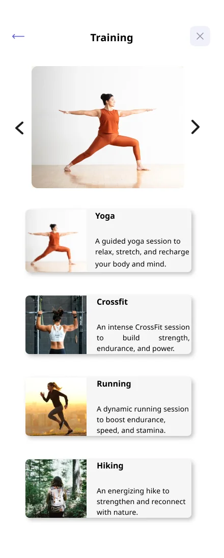 Training screen