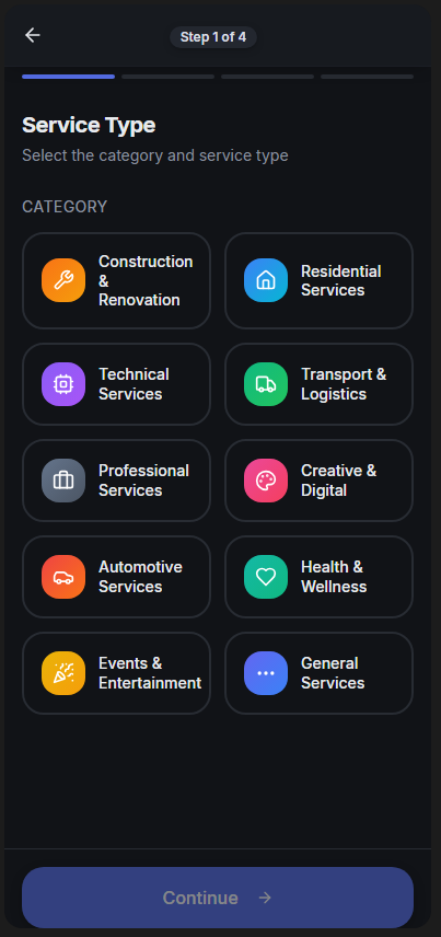 Choose service category
